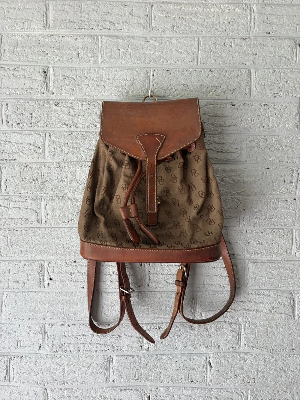 Vintage Dooney & Bourke Leather & canvas backpack